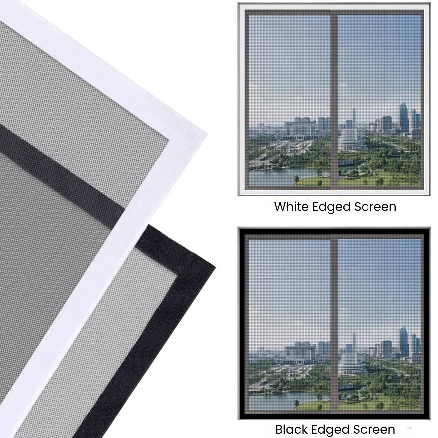 Velcro Window Screen - Black Edge, Standard Mesh (grey), 1000mm x 1500mm / 39" x 59": image 2