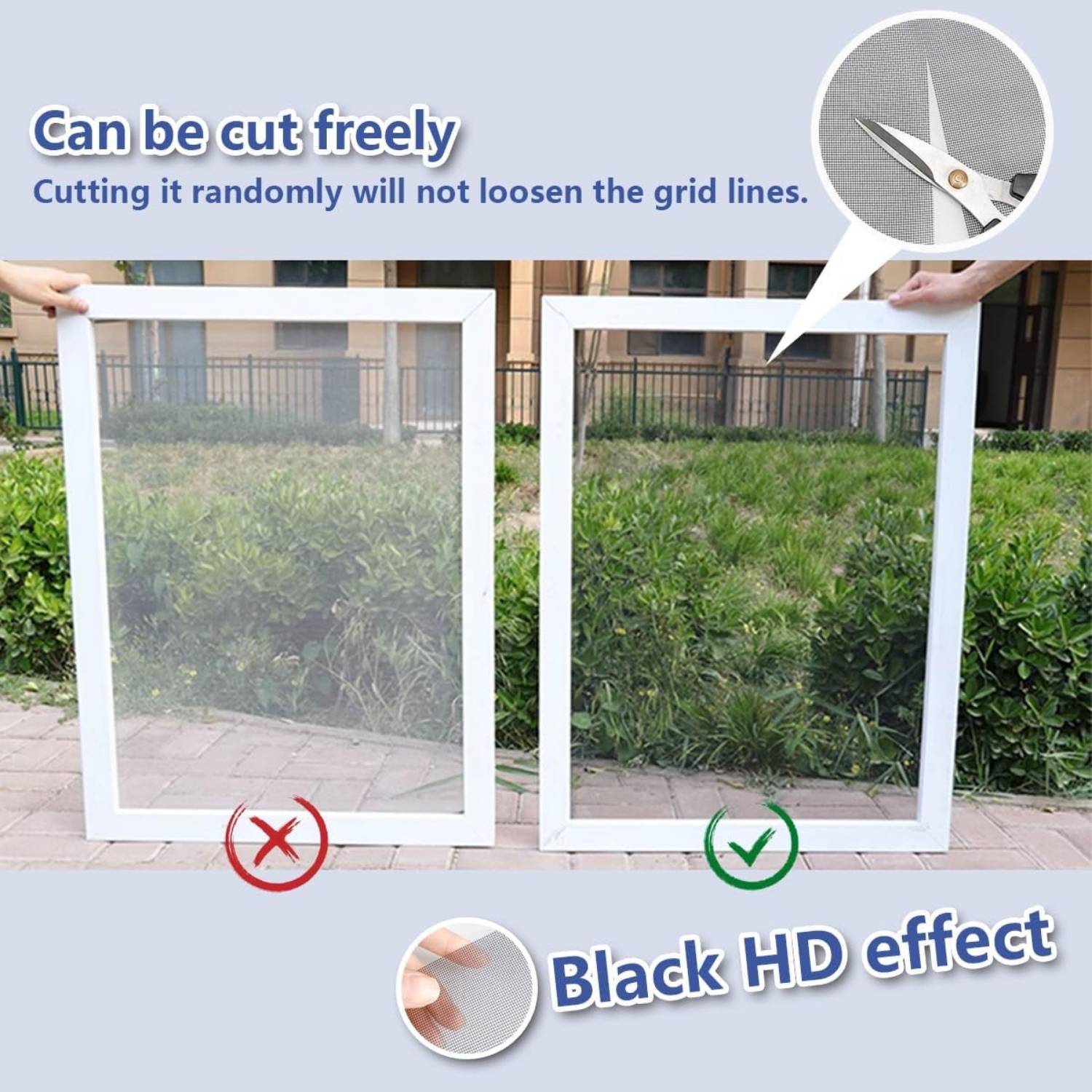 Velcro Window Screen - Black Edge, Standard Mesh (grey), 1000mm x 1500mm / 39" x 59": image 4