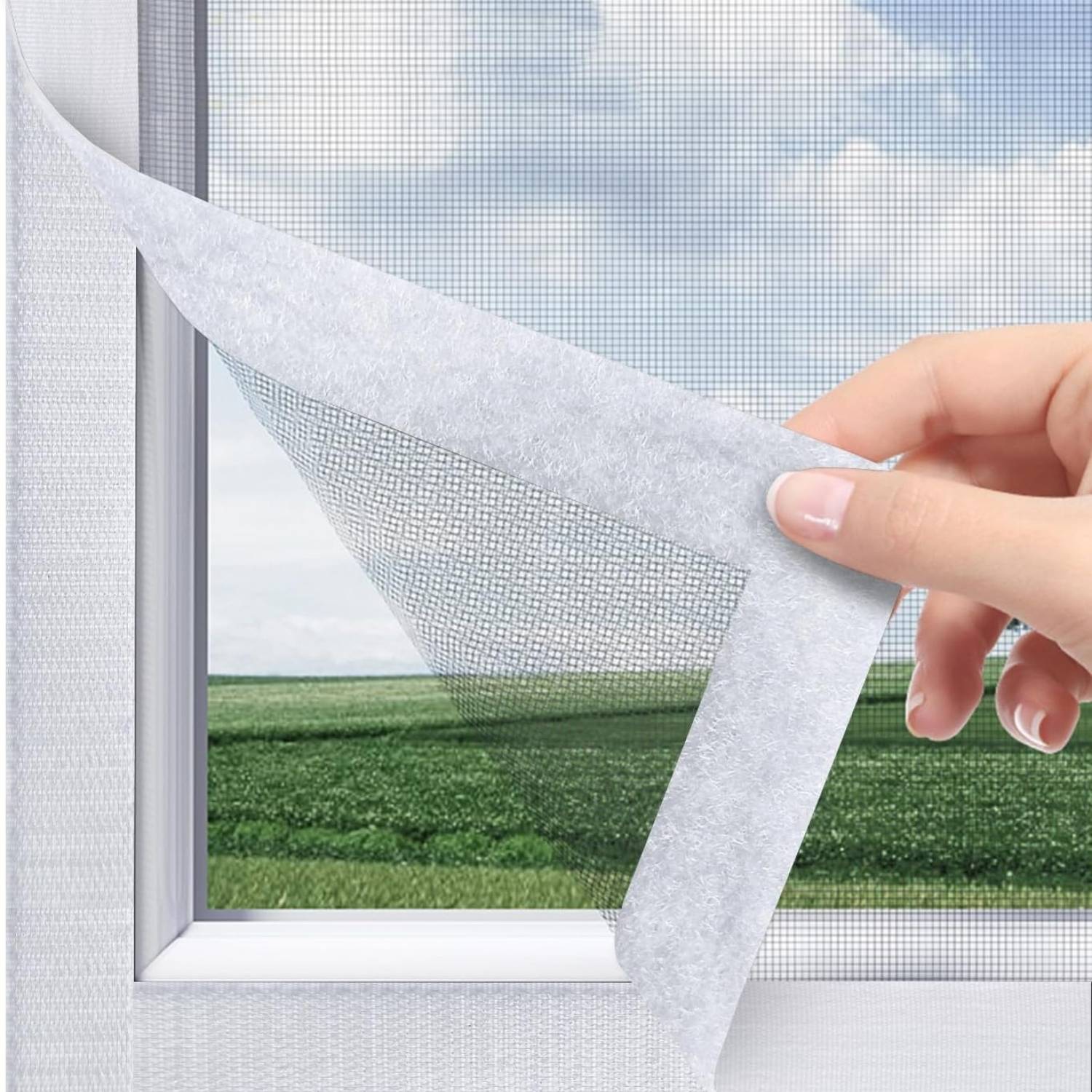 Velcro Window Screen - Black Edge, Standard Mesh (grey), 1000mm x 1500mm / 39" x 59": image 5