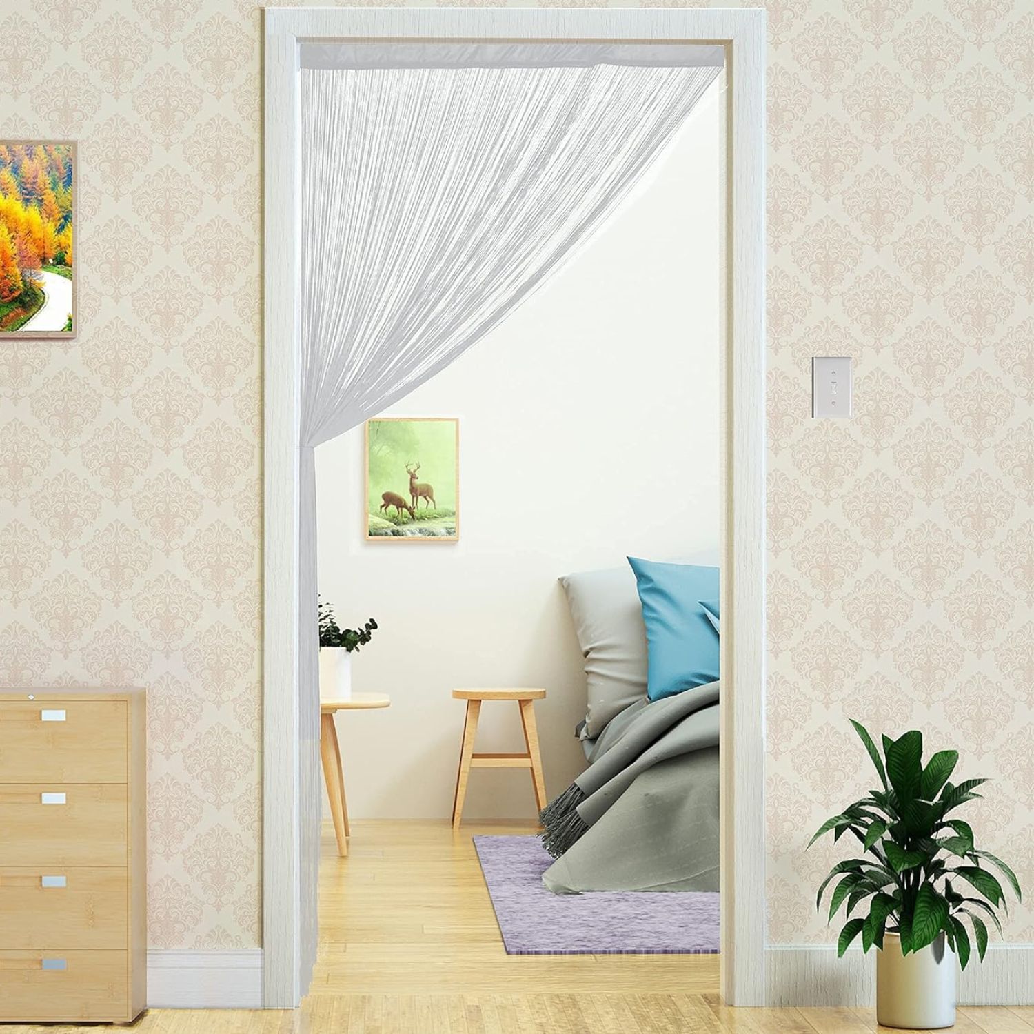 String Curtain Door - White