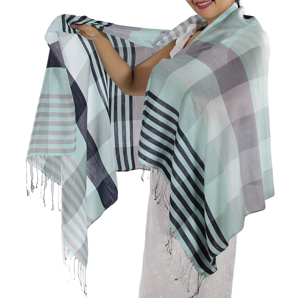 Blue Plaid Scarves