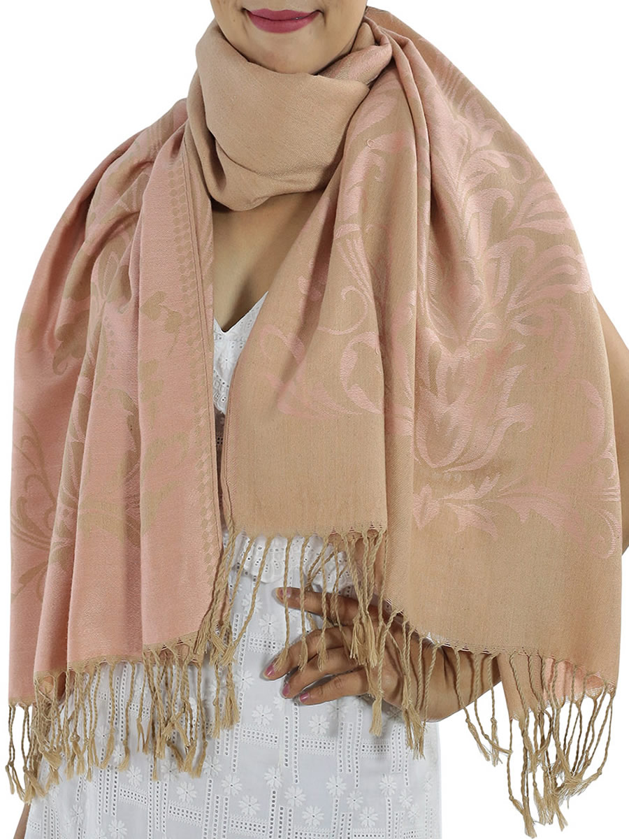 Patterned Pashmina Shawls, Pink