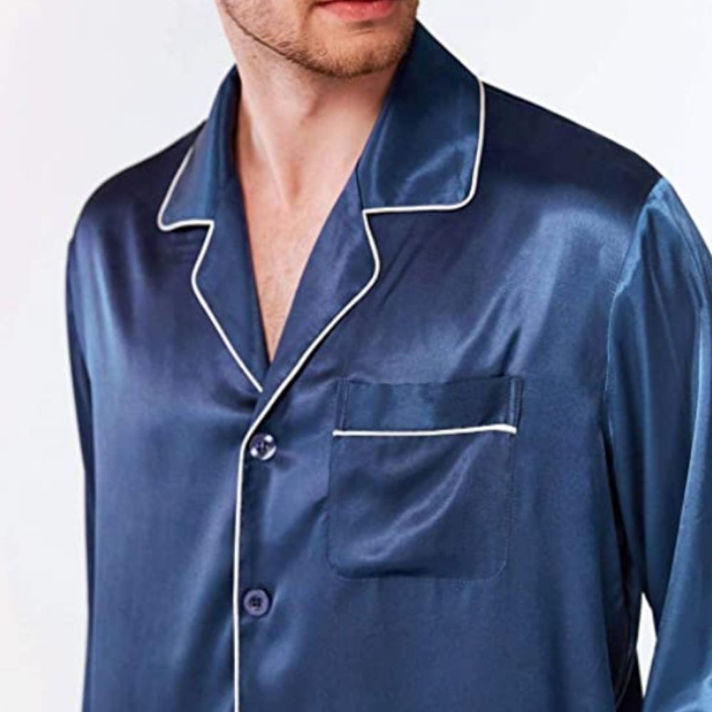 Silk Satin Pyjamas For Men - Black / L: image 7