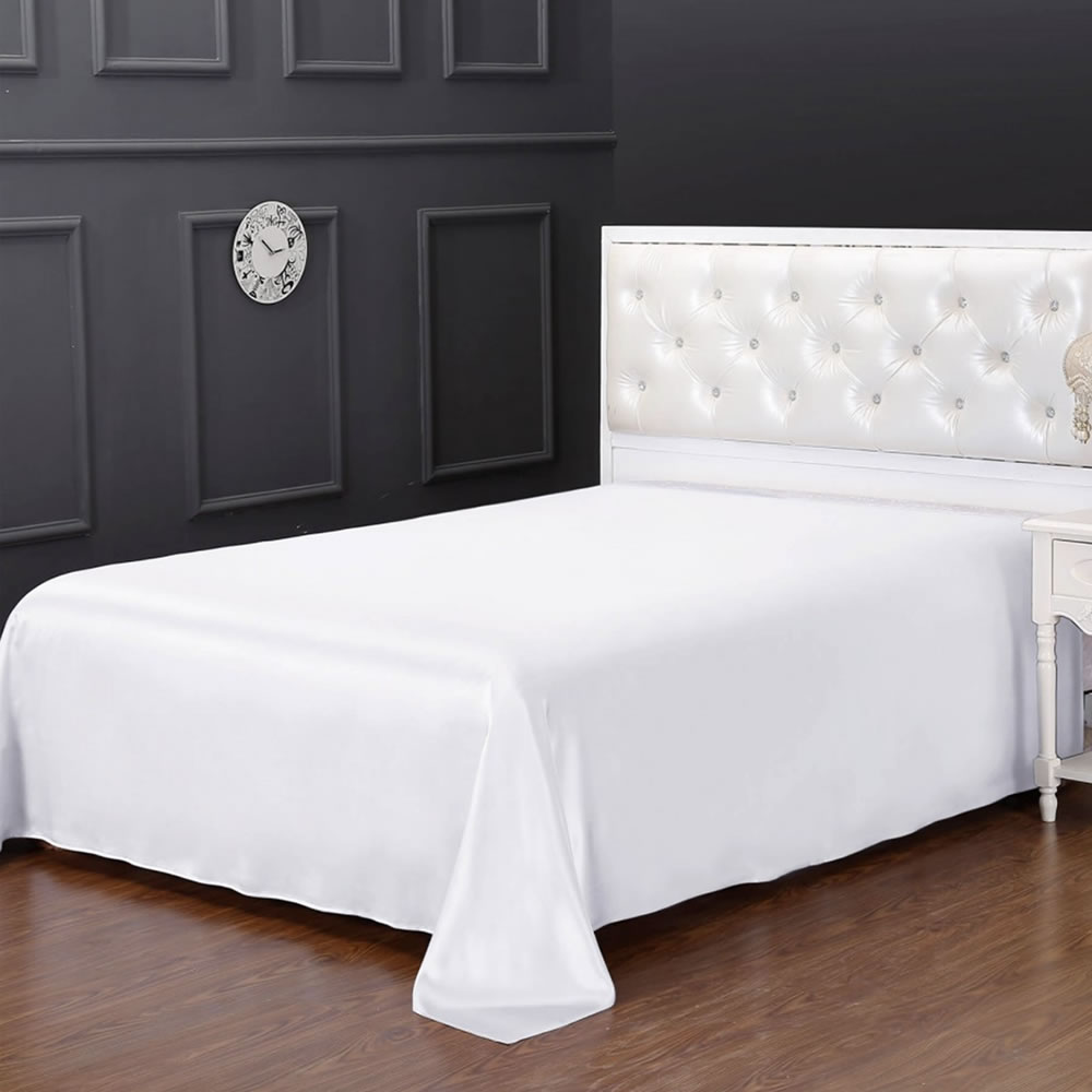 100% Pure Silk Sheet, White, King (240cm x 270cm)